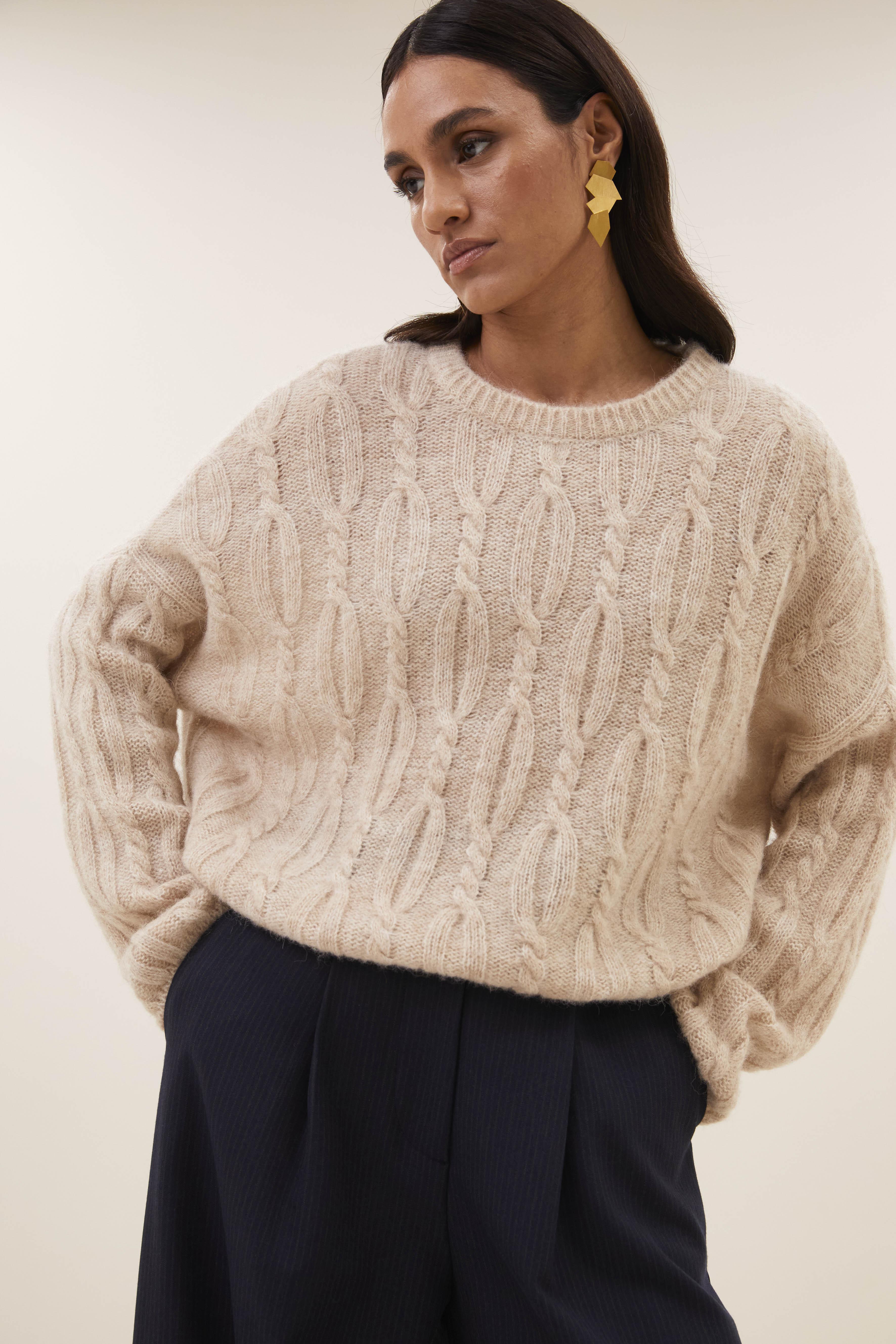 By-Bar Lora Pullover Chalk Damen Alpaka Wolle beige
